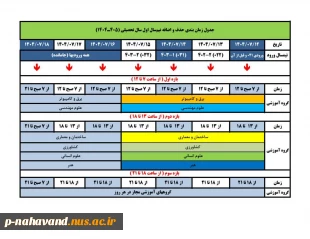 جدول زمان بندی انتخاب واحد نیم‌سال اول سال تحصیلی 405ـ1404    2